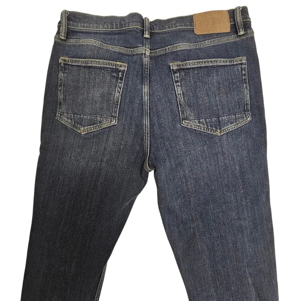 AllSaints Dean Slim Leg Cropped Stretch Denim Button Fly Jeans 34W